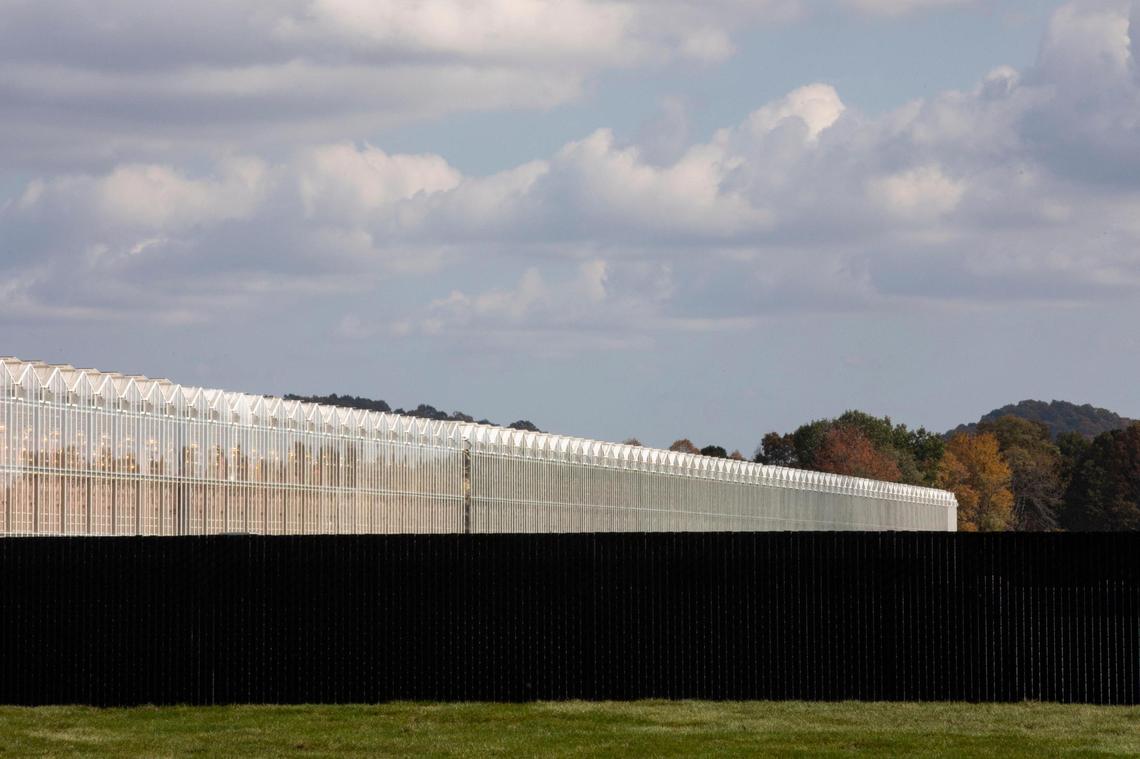The newly built AppHarvest greenhouse facility in Morehead, Ky., Wednesday, October 21, 2020. The 60 acre, indoor facility is supposed to grow 45,000 pounds of tomatoes.