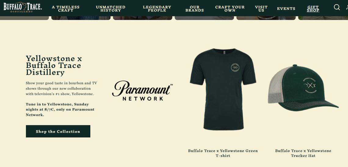 Buffalo Trace is selling merchandise tied to “Yellowstone” on its online gift shop.