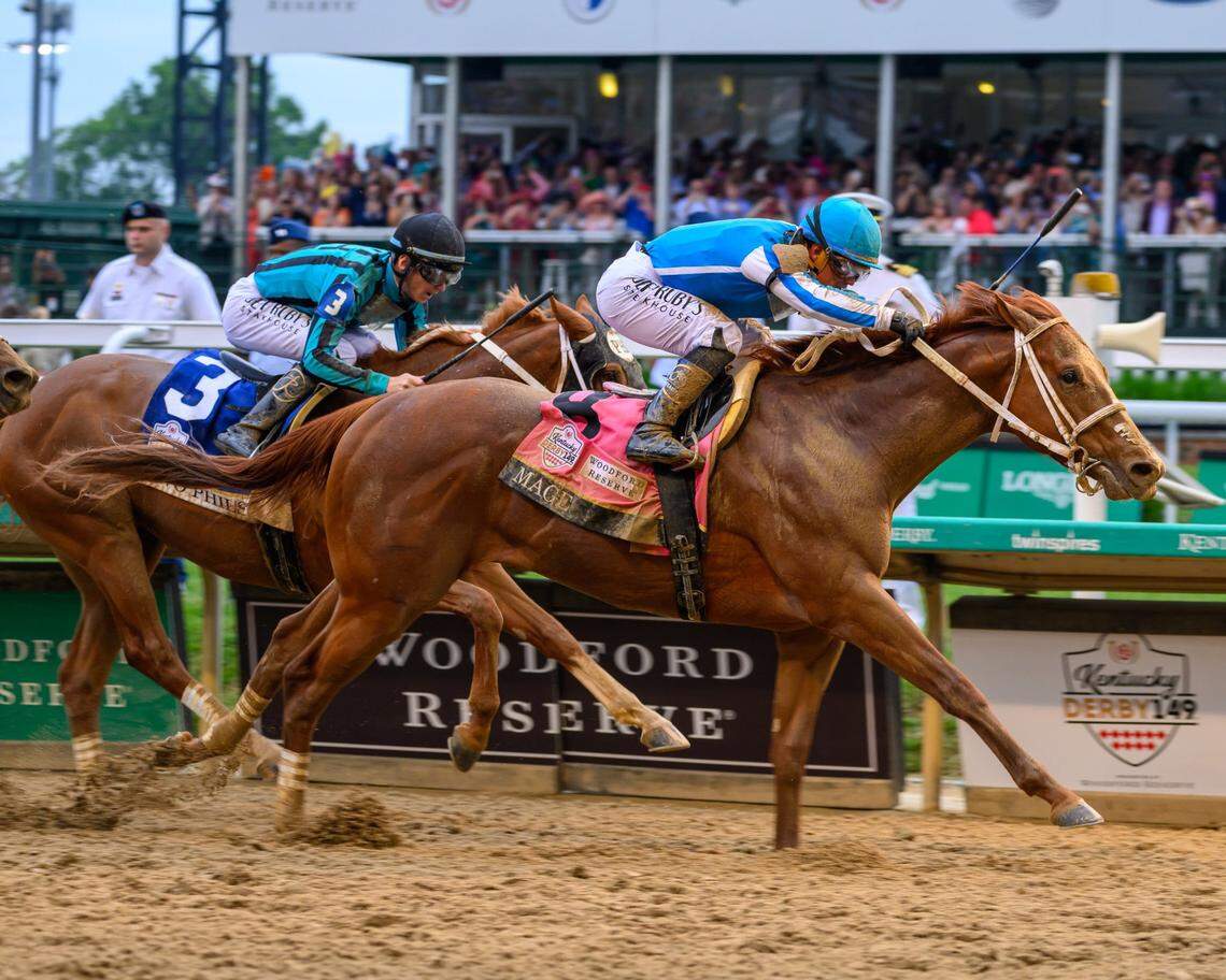 Mage with Javier Castellano wins the Kentucky Derby (G1 ) at Churchill Downs, Louisville, Ky., on May 6, 2023.