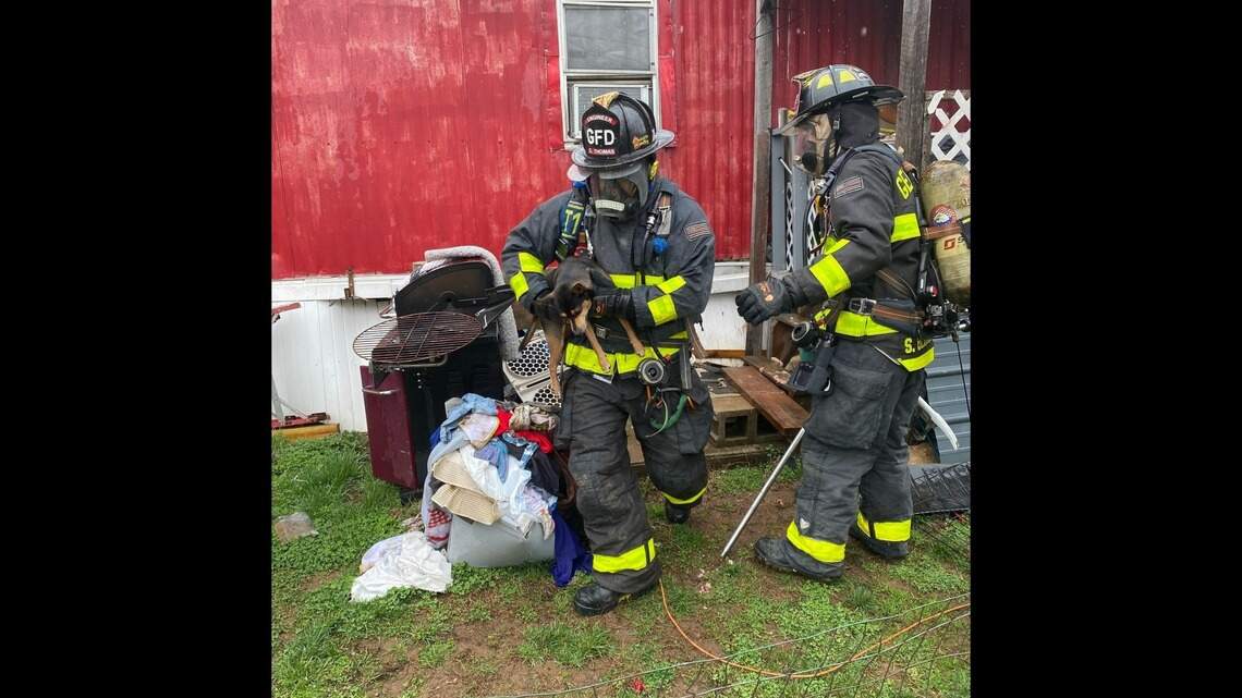 Person severely burned, dog rescued from burning mobile home in Central Kentucky