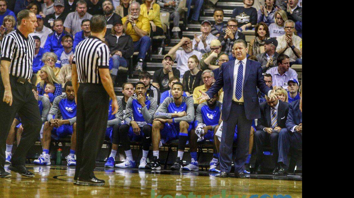 Coach Calipari during the first half of UK-Vanderbilt on Feb. 27, 2016.