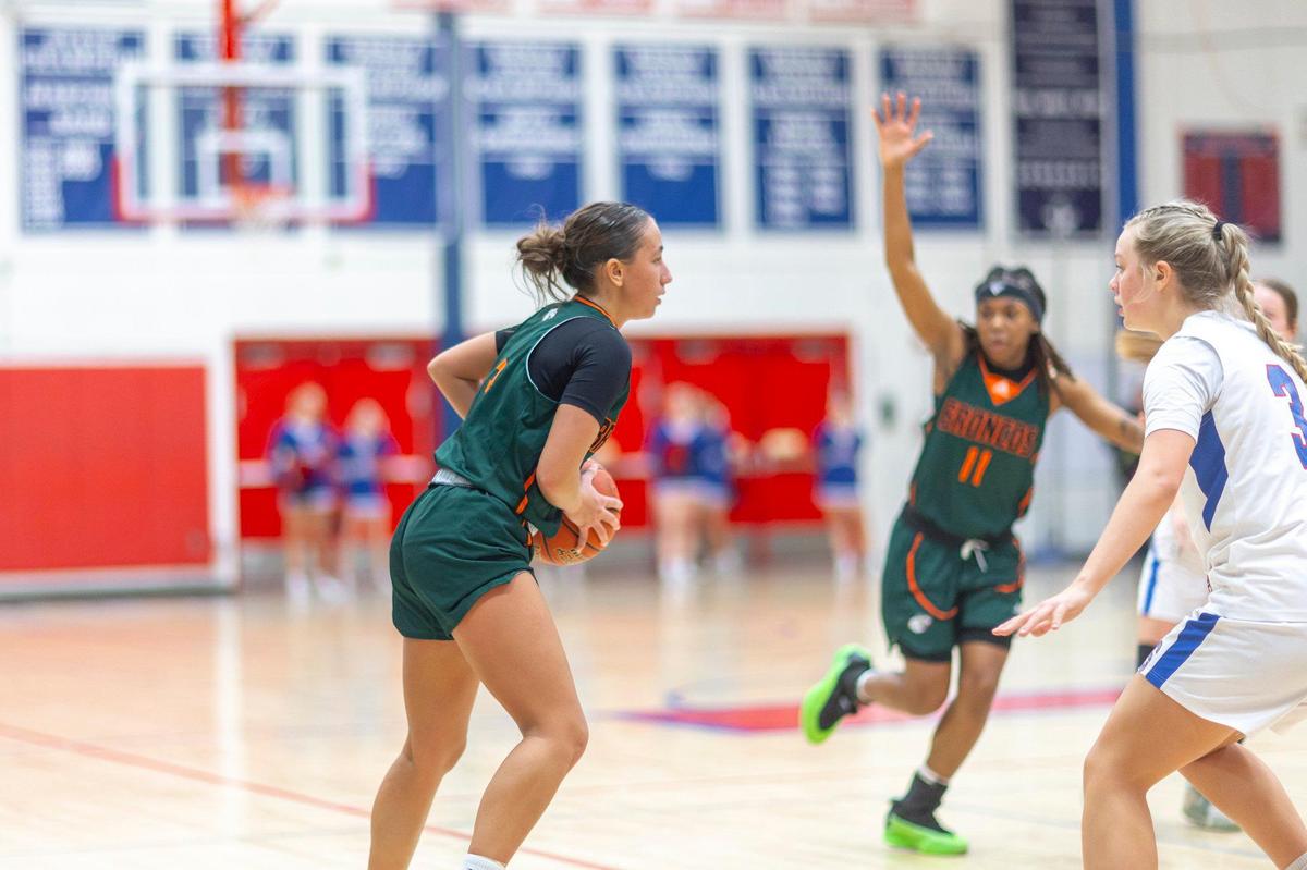 Frederick Douglass’ Kate Baker (3) made five 3-point baskets and scored 15 points on Wednesday night.