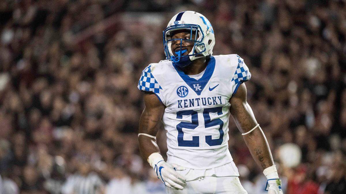 Kentucky senior safety Darius West (25) has 28 tackles, three pass breakups and an interception through four games.