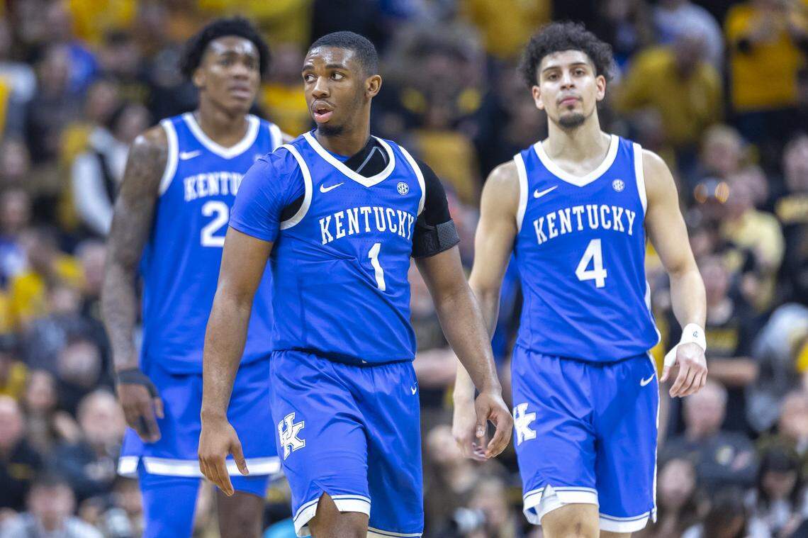 Lamont Butler, center, Amari Williams, left, and Koby Brea helped lead the Wildcats to a 21-10 record and 10-8 mark in the SEC during the regular season.