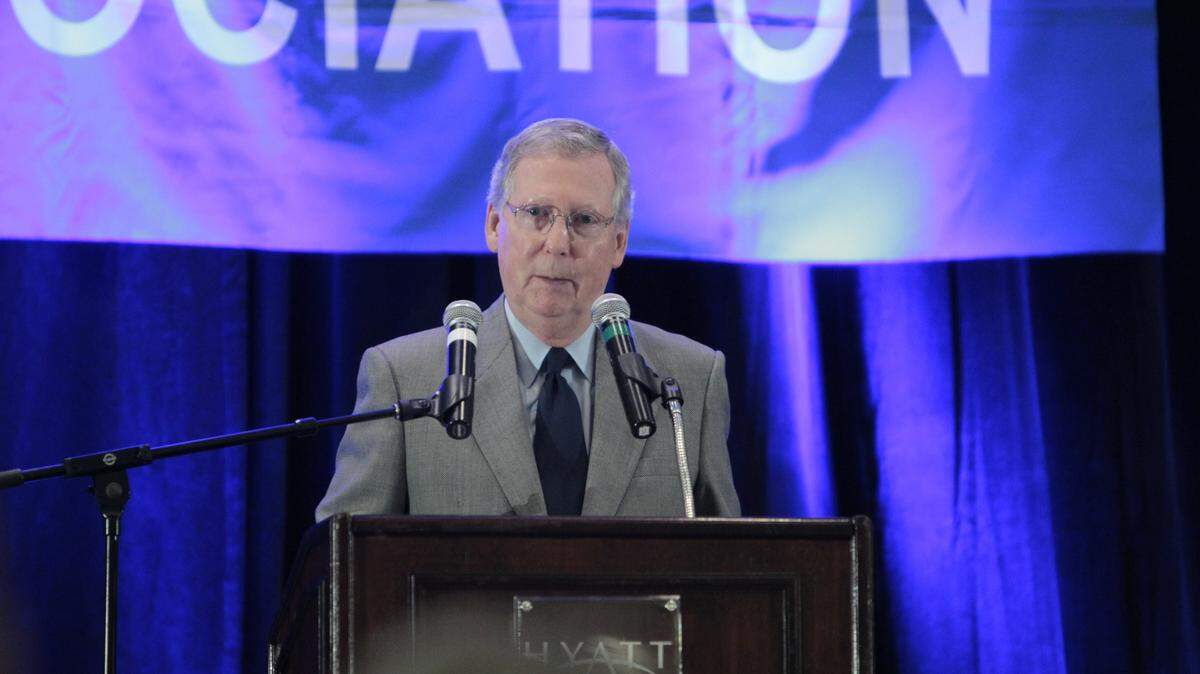 U.S. Senate Republican Leader Mitch McConnell spoke to the Kentucky Coal Association during a luncheon at the Hyatt Regency in Lexington, Ky.,, on Wed, June 1, 2011.  Photo by Pablo Alcala | Staff