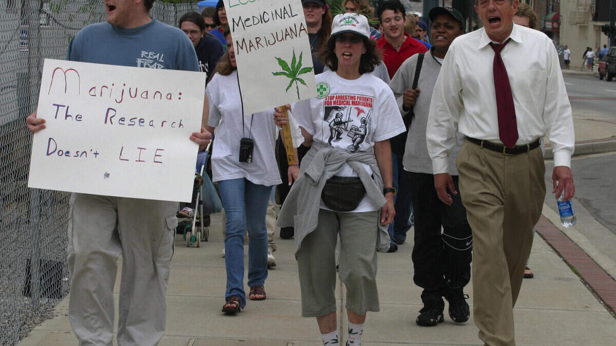 The late 
Gatewood Galbraith, right, organized the local version of The Million Marijuana  March on May 1, 2004. The group promoted decriminalization of marijuana and its legalization for medicinal uses.