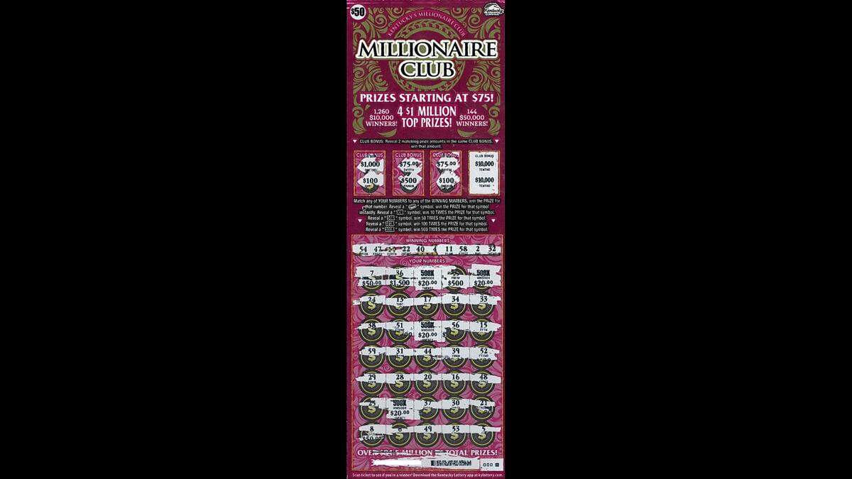 An anonymous woman from Winchester won $50,000 before taxes with this Millionaire Club scratch-off ticket from Kentucky Lottery, the organization said Monday.