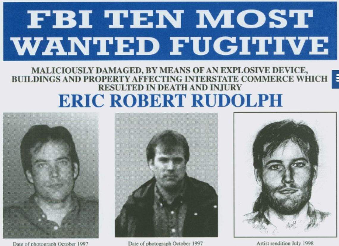 Eric Rudolph was a fugitive for several years after placing bombs at the 1996 Olympics in Atlanta and other locations.