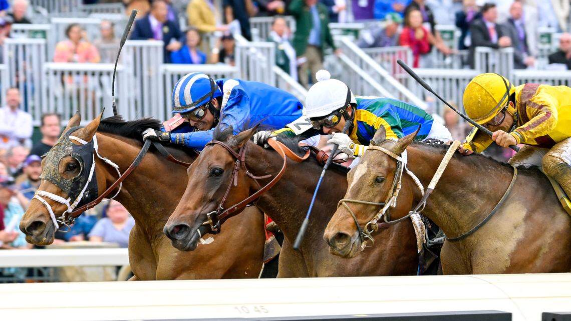 ‘It was just inches.’ Three-horse photo finish decides thrilling Breeders’ Cup Distaff.