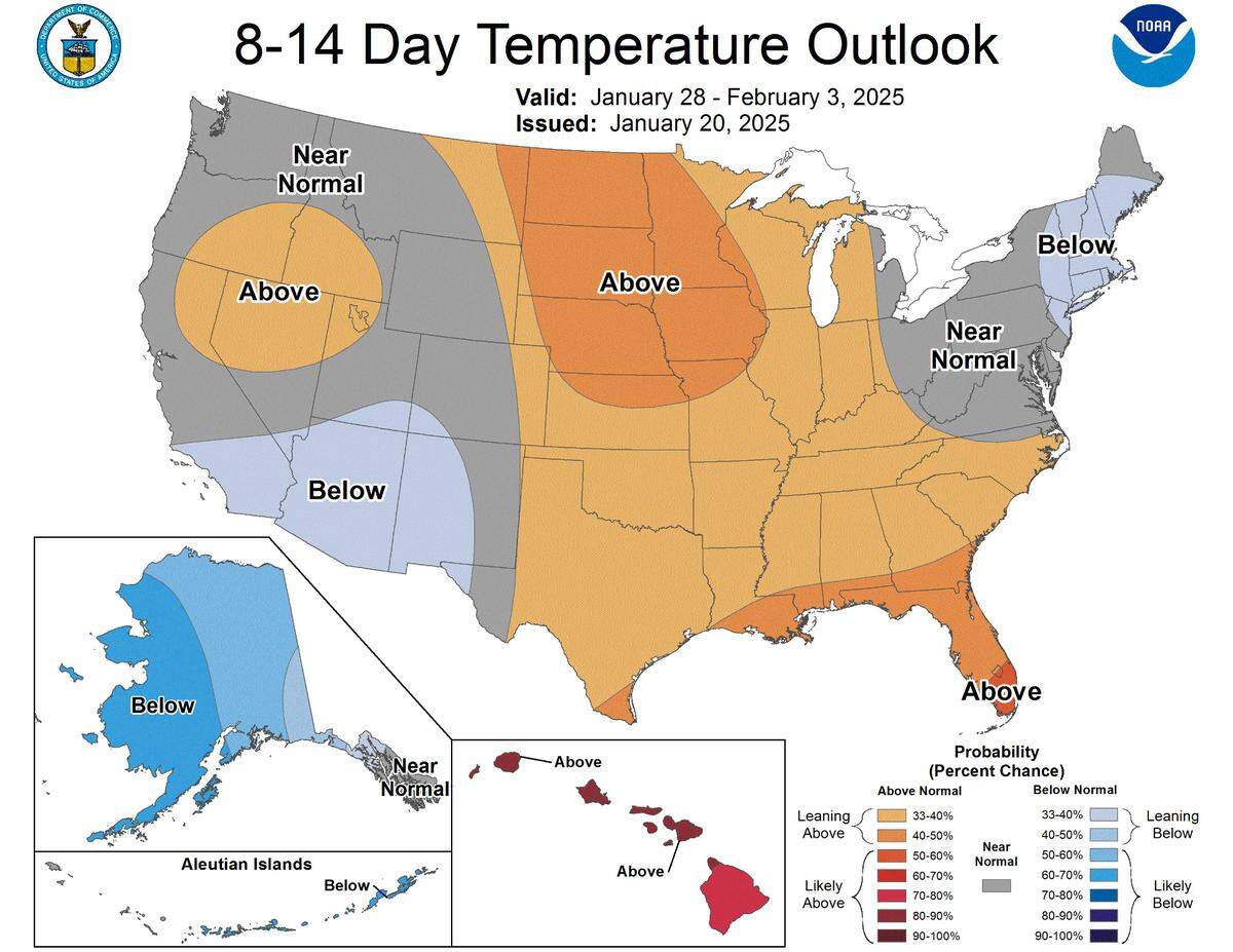 An eight to 10 day outlook from the Climate Prediction Center.