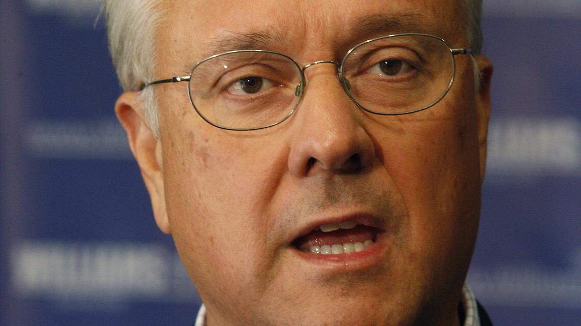 David Williams speaks during a press conference at TAC Air's terminal in Lexington, Ky., Monday, November 7, 2011. Photo by Matt Goins 12969