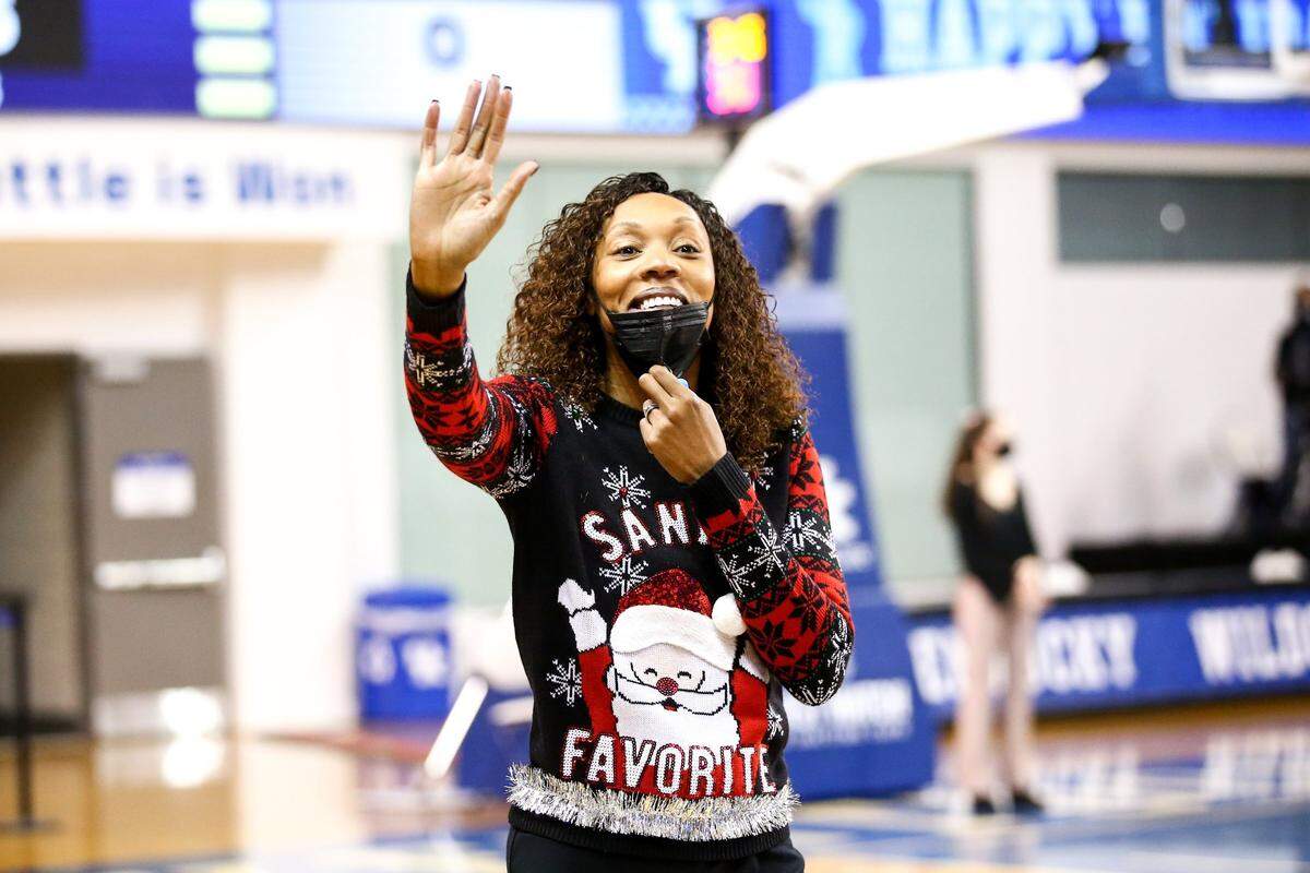 Kentucky head coach Kyra Elzy said she almost forgot about UK’s “Ugly Sweater Day” but came up with a clutch discovery the night before the game.