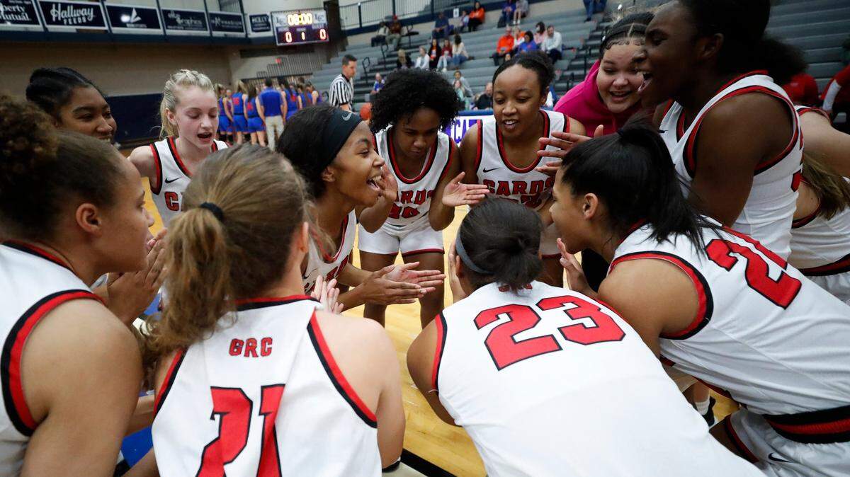 Clark County rallies before during the White, Greer & Maggard Orthodontics Holiday Classic against Southwestern at Lexington Catholic High School on Dec. 21, 2021. Clark County won 62-61.