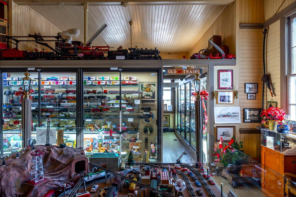 Nostalgia Station Toy Museum is photographed in Versailles, Ky., on Friday, Jan. 3, 2025. The museum, operated by Winfrey and Wanda Adkins, has thousands of pieces, with the oldest in the collection dating back to the 1880s. The displays offer a look at the evolution of miniature trains and the technology that powers them.