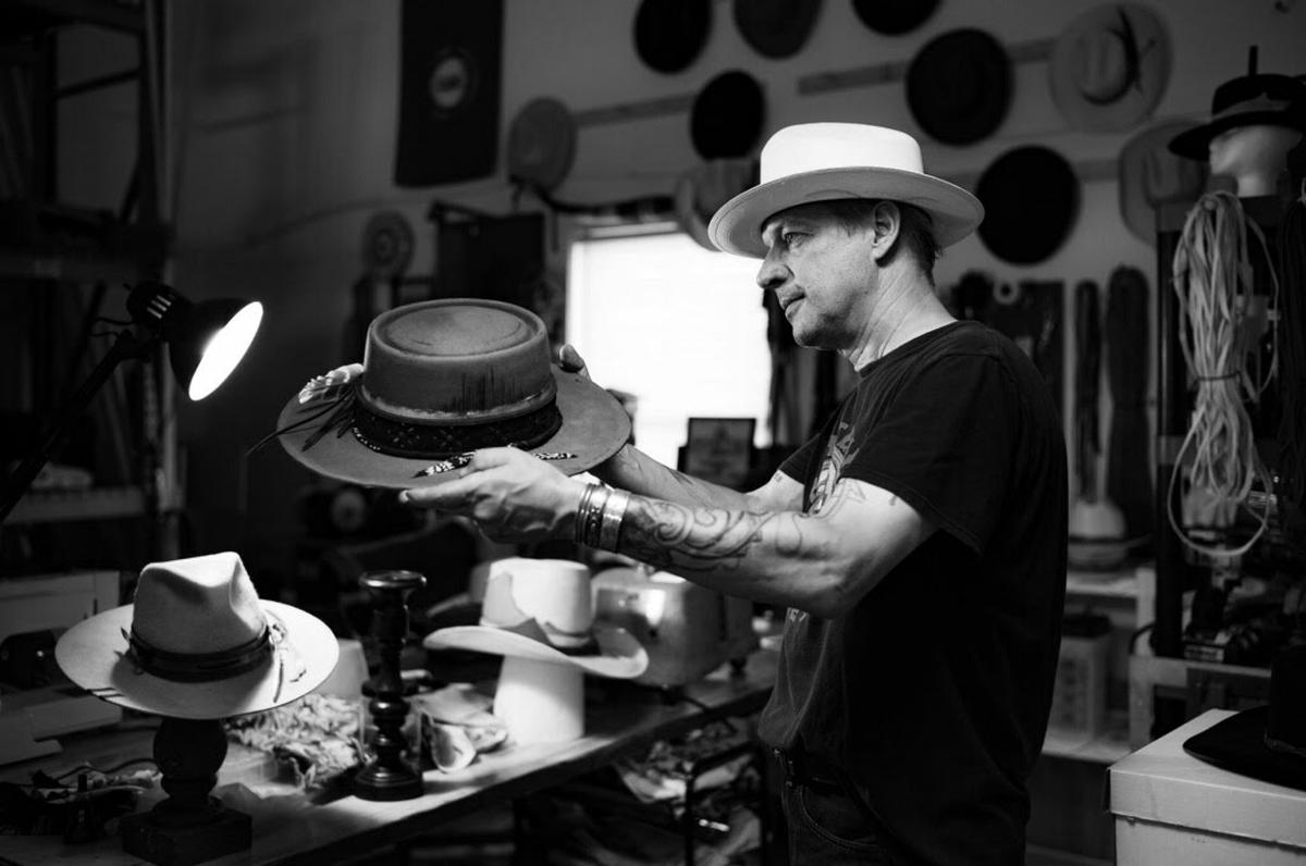 Tony Higdon hand-makes hats, including custom orders that can include personalized details.