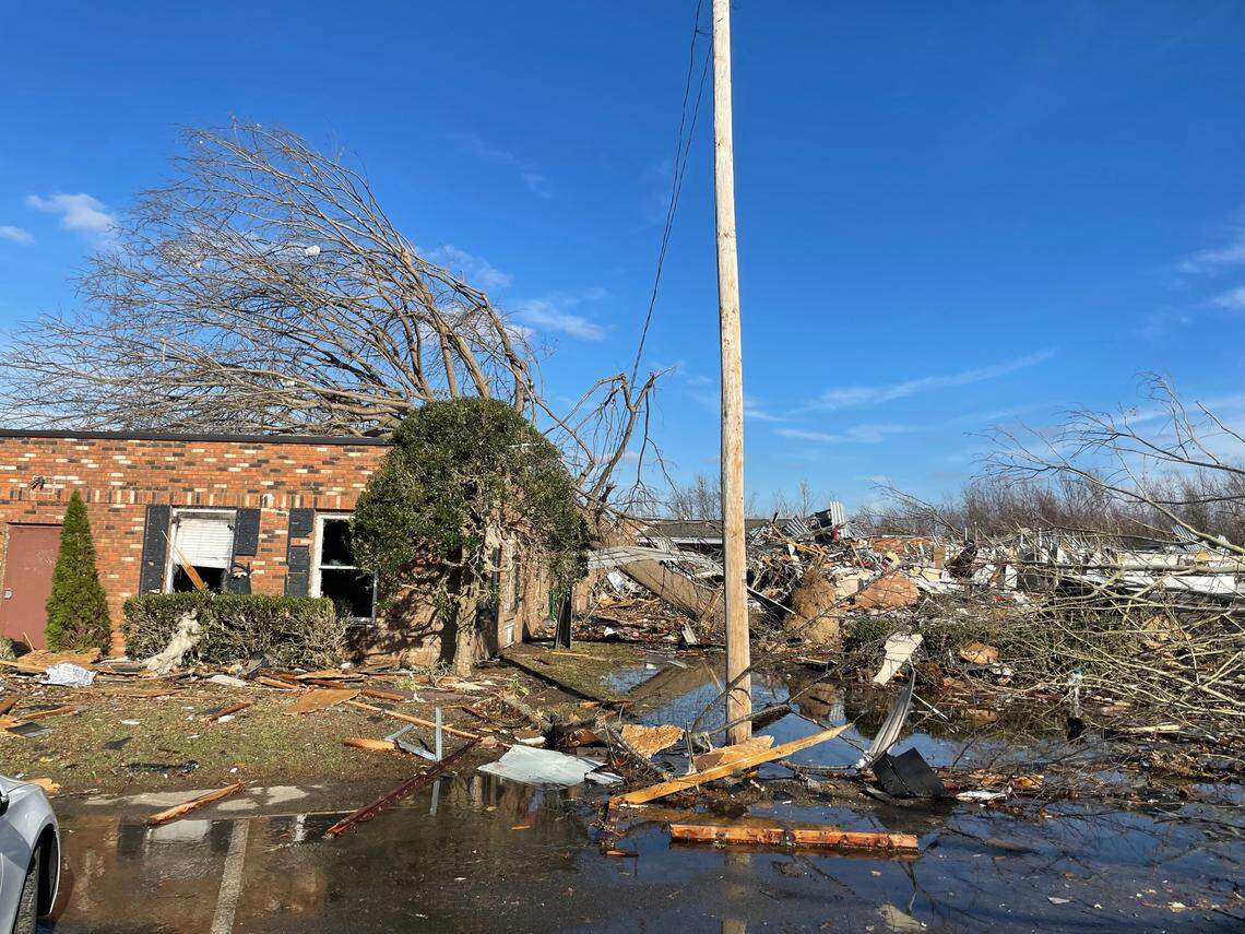 Portions of Mayfield Health and Rehabilitation were destroyed after a tornado struck on Dec. 9, 2021. All 74 residents in the nursing home survived.