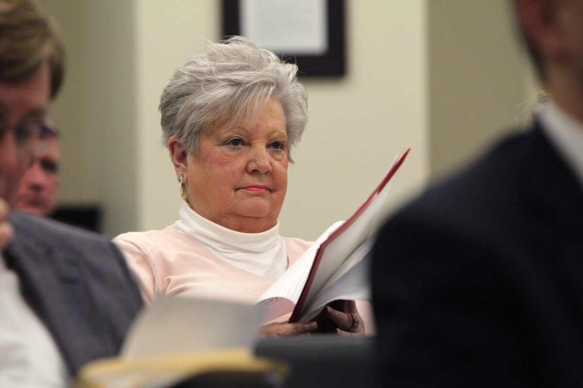 Mary Sue Helm, director of administration and elections in the Office of the Secretary of State, testified about House Bill 114 during a meeting of the Senate Standing Committee on State and Local Government at the State Capitol.