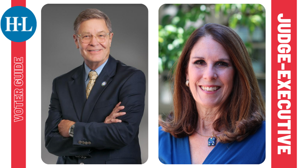 Jon Larson, left, and Mary Diane McCord Hanna are running in the Fayette County judge-executive race. The election takes place Nov. 8, 2022.