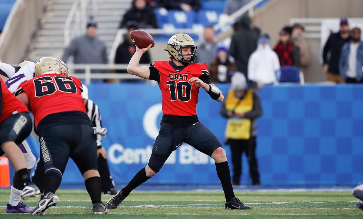 Quarterback Travis Egan (10) was named MVP of the Class 6A state championship game this season after leading Bullitt East to the title.