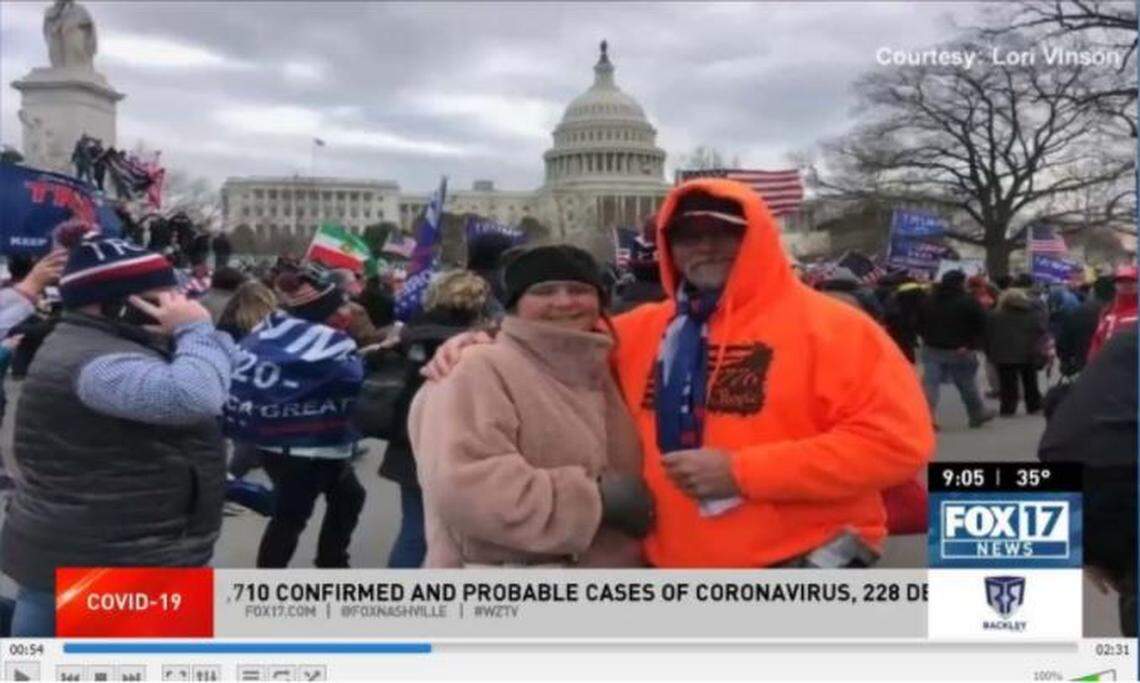 Lori Vinson provided this photo of herself and Thomas Ray Vinson outside the U.S. Capitol to a local news station, according to the FBI.