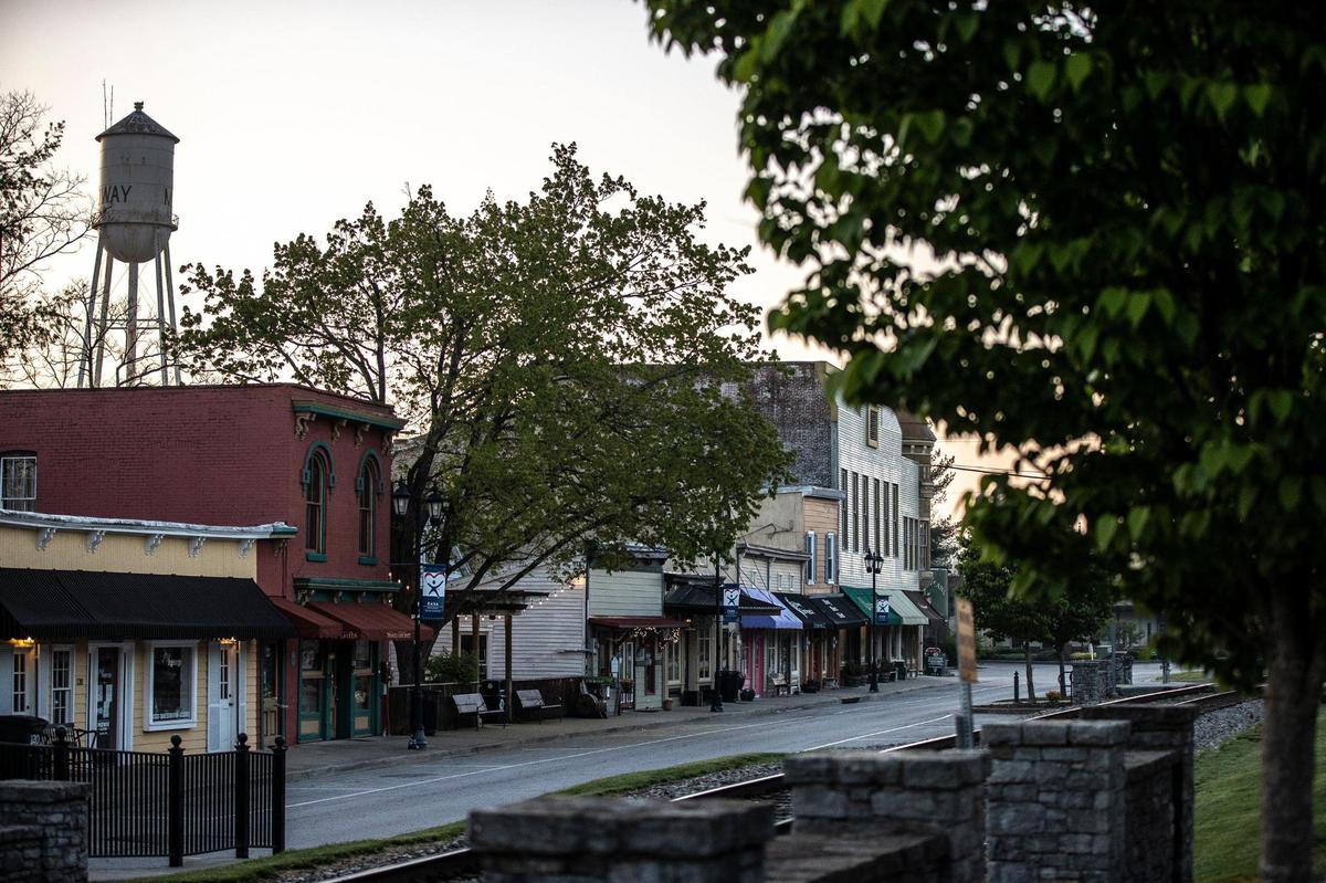 East Main Street in Midway. The town is small but its restaurant footprint is large, with three Ouita Michel places alone.