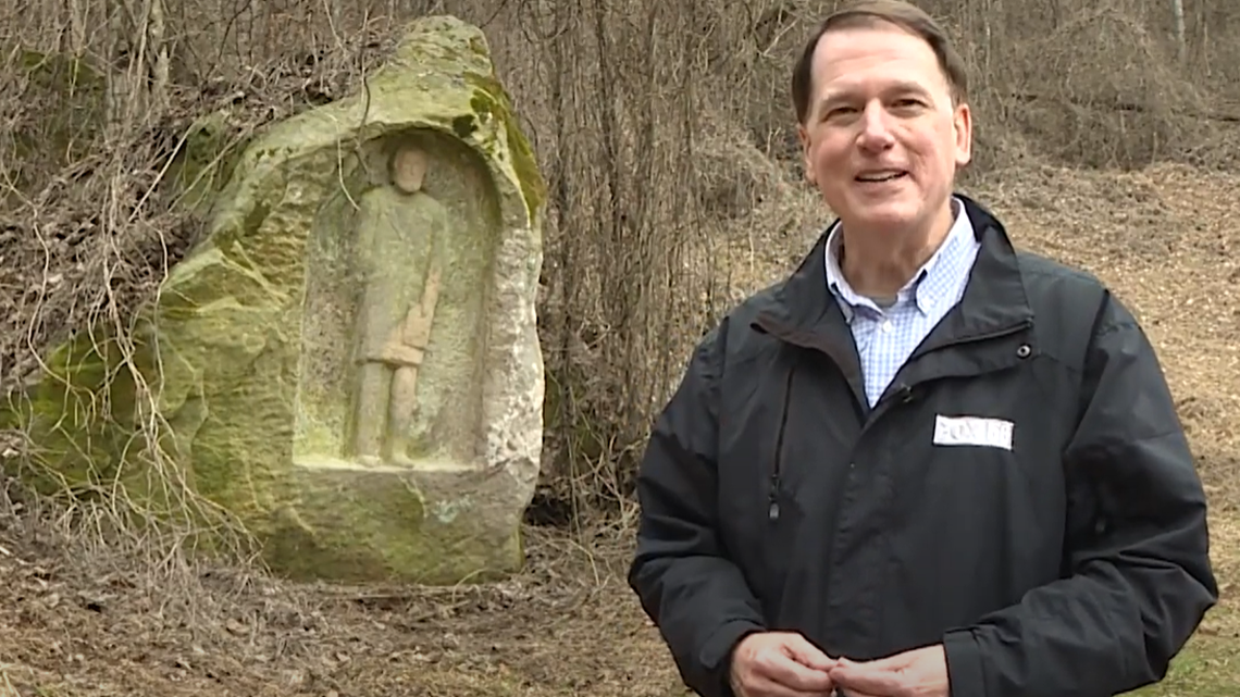 FOX 56 anchor and Managing Editor Marvin Bartlett reporting from Lincoln Rock in Owsley County. 