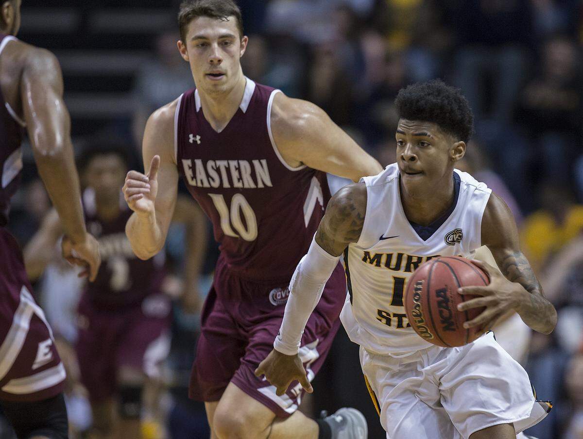 Murray State’s sophomore point guard Ja Morant (12) hopes to follow the path blazed by past Racers guards Isaiah Canaan and Cameron Payne from the OVC school to the NBA.