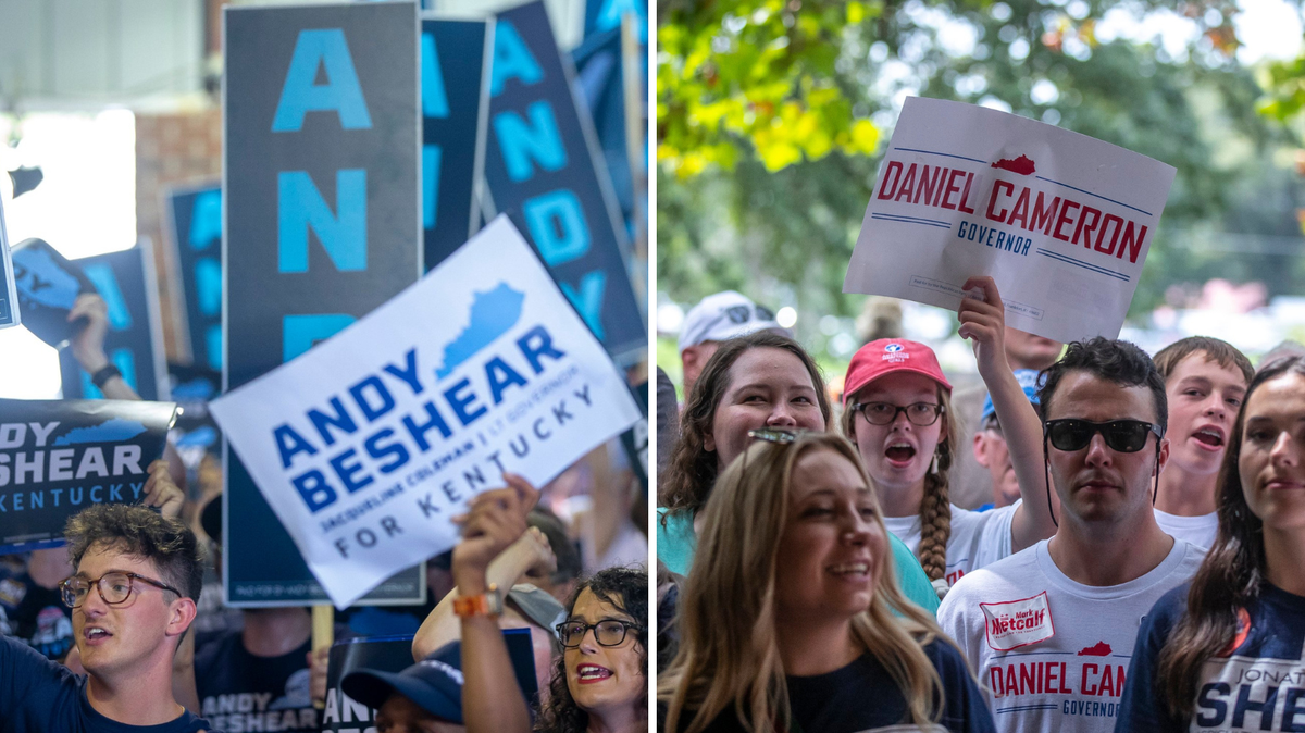 Both candidates for Kentucky governor — incumbent Democrat Andy Beshear and Republican challenger Daniel Cameron — drew boisterous crowds to the Fancy Farm picnic in August.