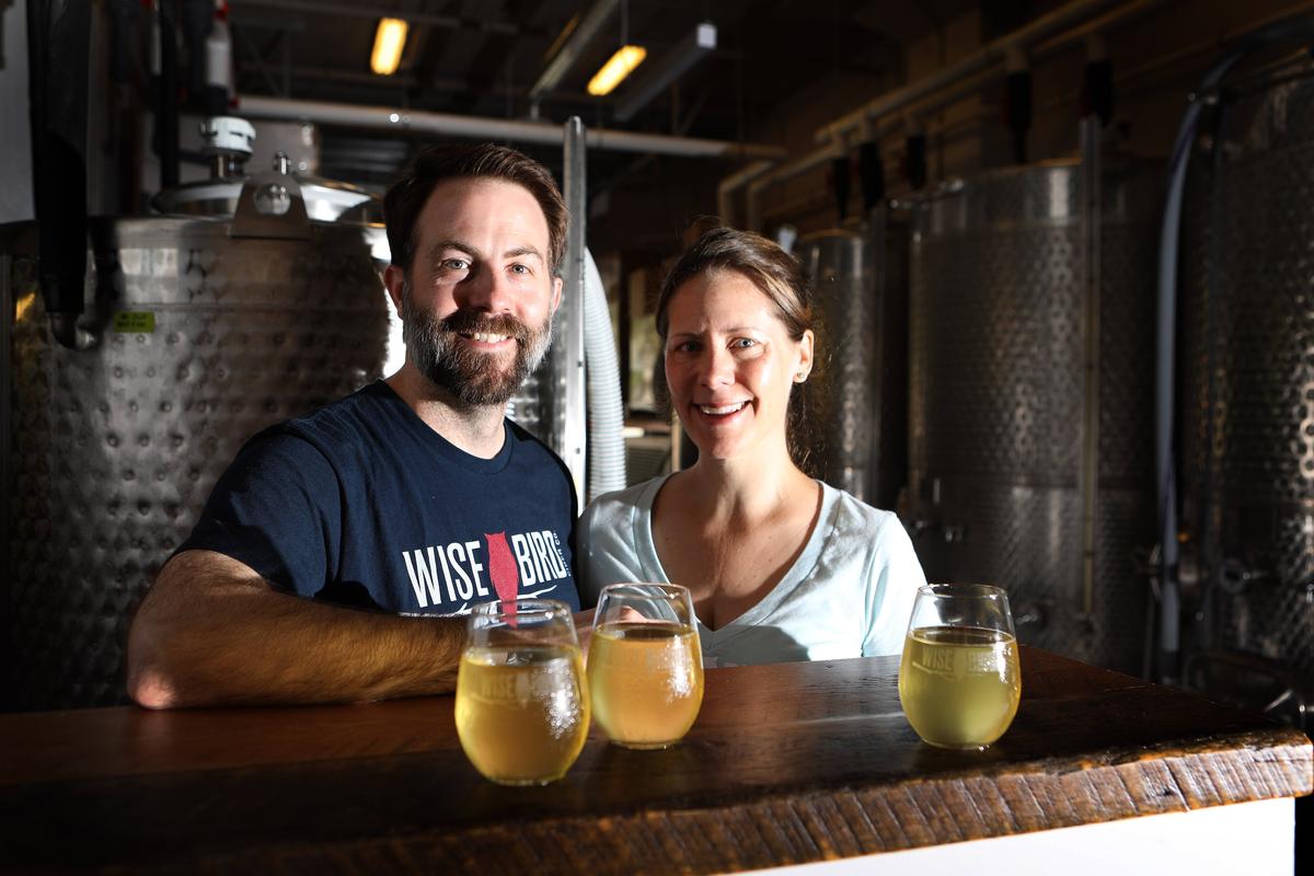 Tim Wright and his wife Greta Pittard Wright, owners of Wise Bird Cider Co., which opens June 7 in the Pepper Distillery District.