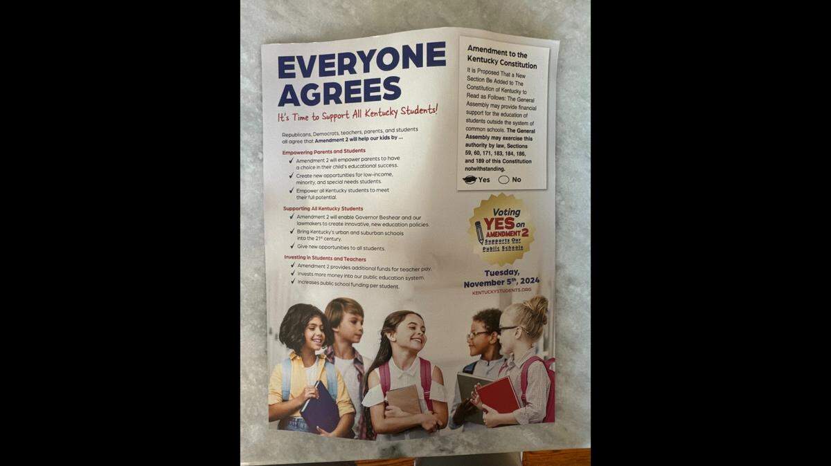 A flyer sent by Kentucky Students First contains misleading information about Amendment 2. (Photo credit Kentucky Students First)