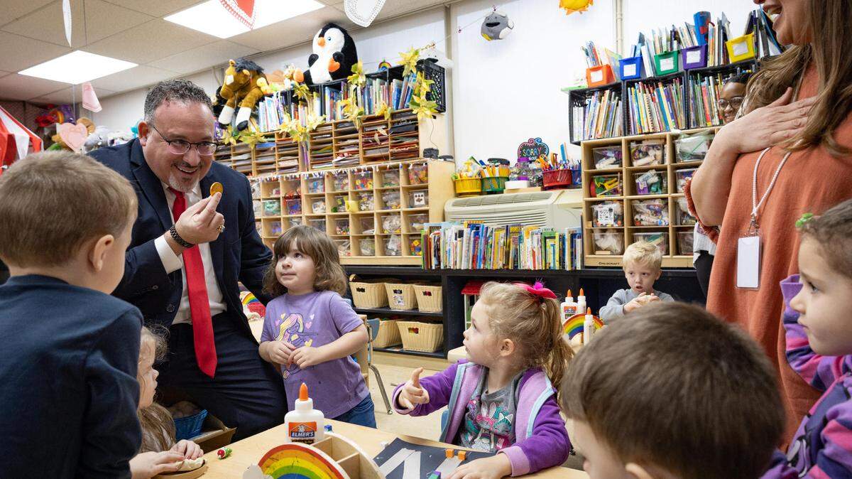 U.S. Secretary of Education Miguel Cardona on Thursday, January 19, 2023 visited Roy. G. Eversole Elementary School in Hazard, Kentucky.
