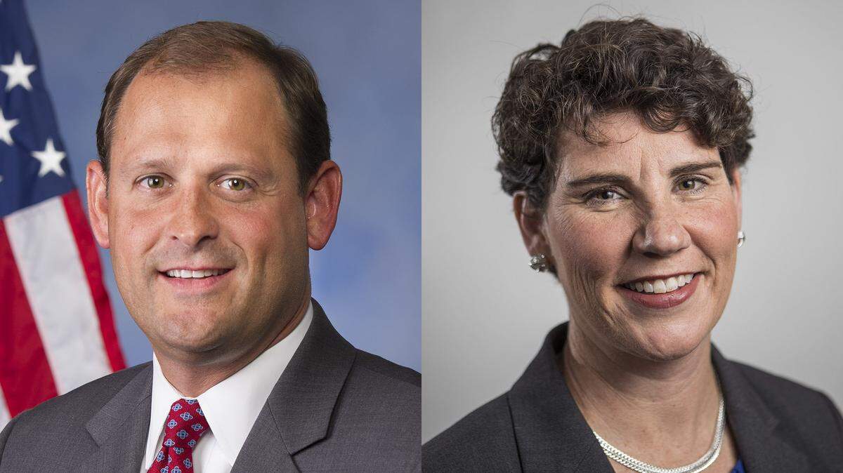 U.S. Rep. Andy Barr, R-Lexington, and Amy McGrath, a Democratic candidate for Congress in Kentucky’s 6th Congressional District.