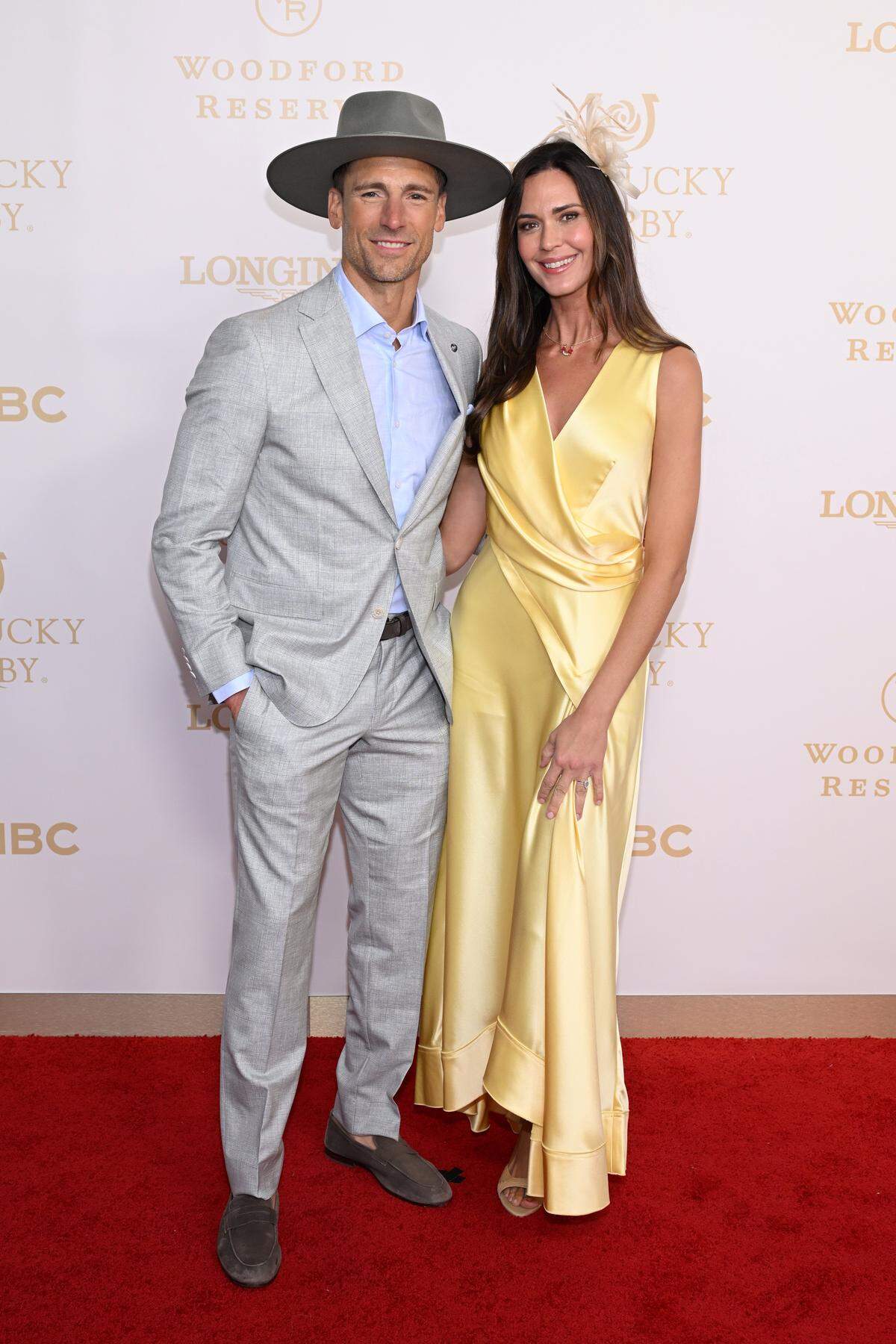 LOUISVILLE, KENTUCKY - MAY 02: (L-R) Andrew Walker and Odette Annable attend the Kentucky Derby 152 at Churchill Downs on May 02, 2026 in Louisville, Kentucky. (Photo by Daniel Boczarski/Getty Images for Churchill Downs)