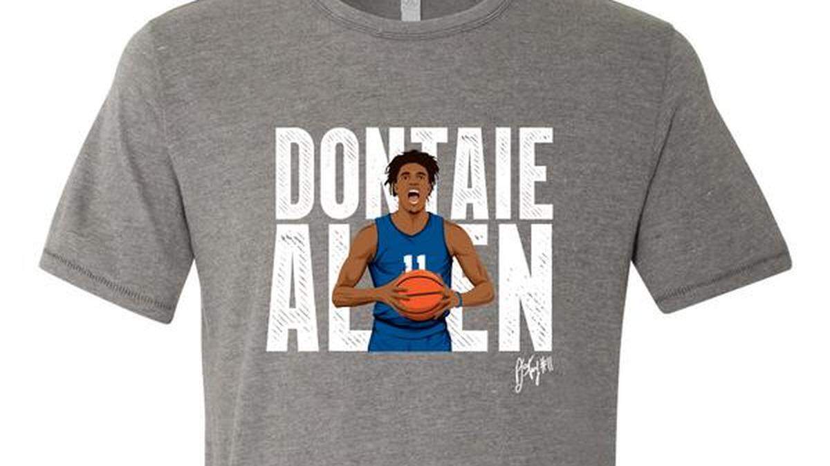 Shirts bearing the likeness of Kentucky star Dontaie Allen are available on The Players Trunk website for fans to purchase.