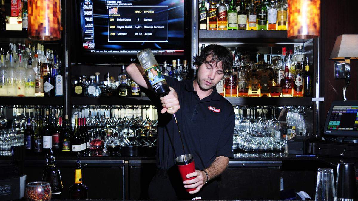 Skybar's Tyler Dixon mixed a tiramisu martini: double-espresso vodka, butterscotch schnapps, Frangelico and Bailey's Irish Cream.    