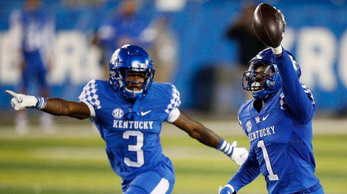 Kentucky defensive back Kelvin Joseph (1) led the Wildcats with four interceptions in the 2020 season.