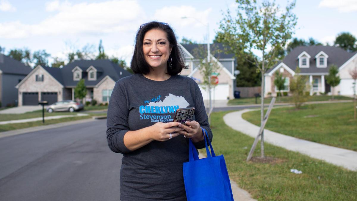 Rep. Cherlynn Stevenson (D) canvass in Lexington, Ky., Thursday, September 22, 2022. Stevenson is the incumbent in Novembers election.
