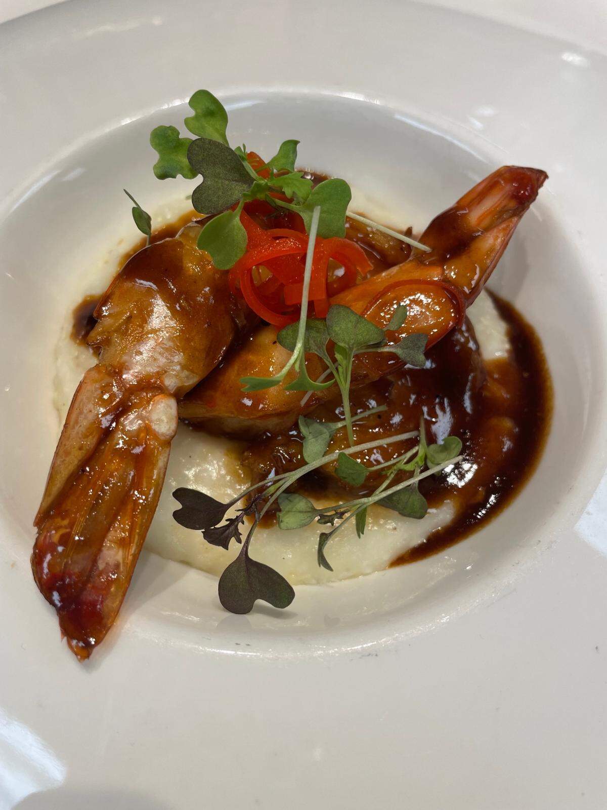 The Bourbon Shrimp from the Brown Hotel’s Chef Table dinner.