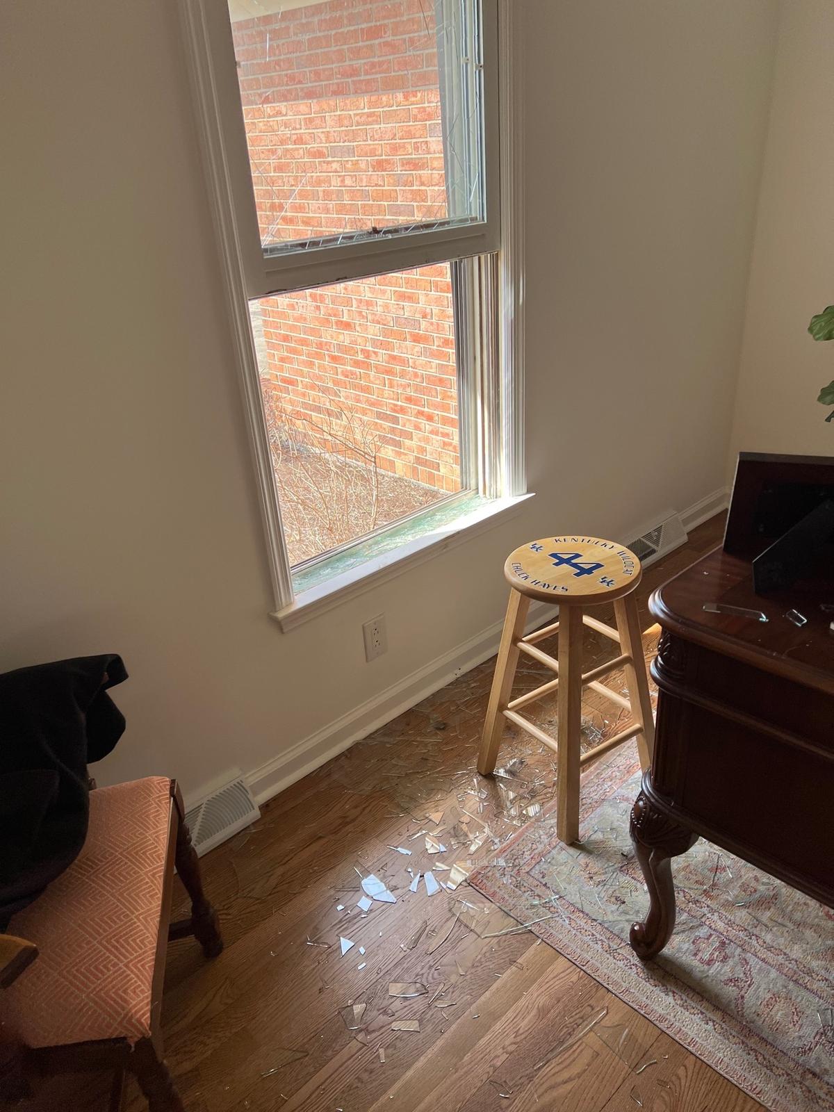 A deer broke into the home of Abe Mashni on March 5, 2022. The deer busted through a window in the Mashni’s Lexington home, rampaged through the home and then broke out a second window to escape.