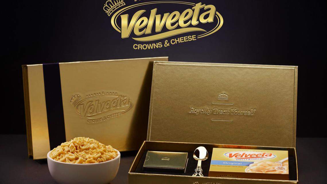 Better than a real crown any day: Velveeta Crowns and Cheese, for the first people who sign up online. In honor of Meghan Markle and Prince Harry's wedding on Saturday.