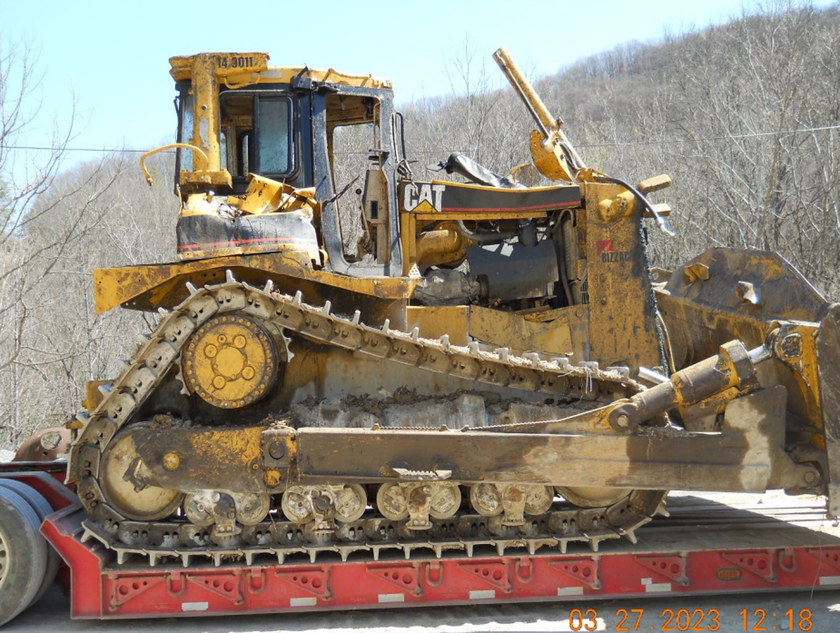The operator of this bulldozer died in March 2023 when it rolled down a hill at a Pike County rock quarry.