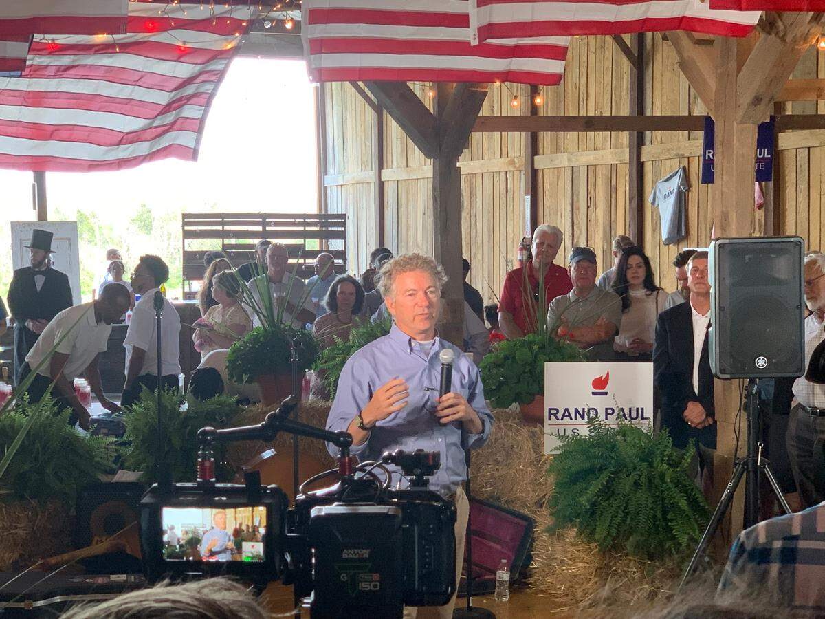 Kentucky Sen. Rand Paul at his 2022 campaign kickoff.
