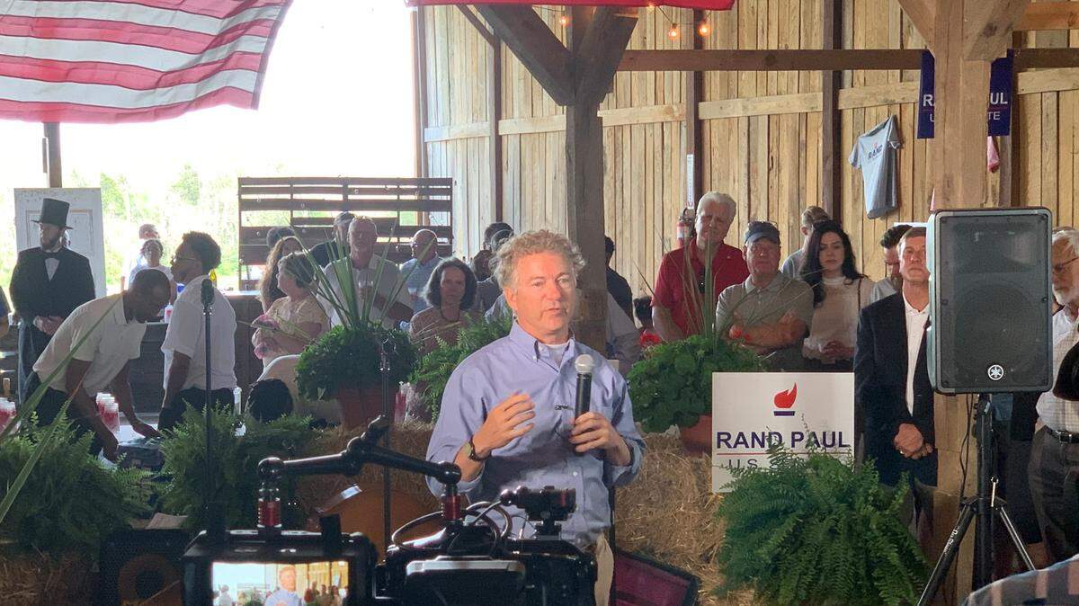 Kentucky Sen. Rand Paul at his 2022 campaign kickoff.