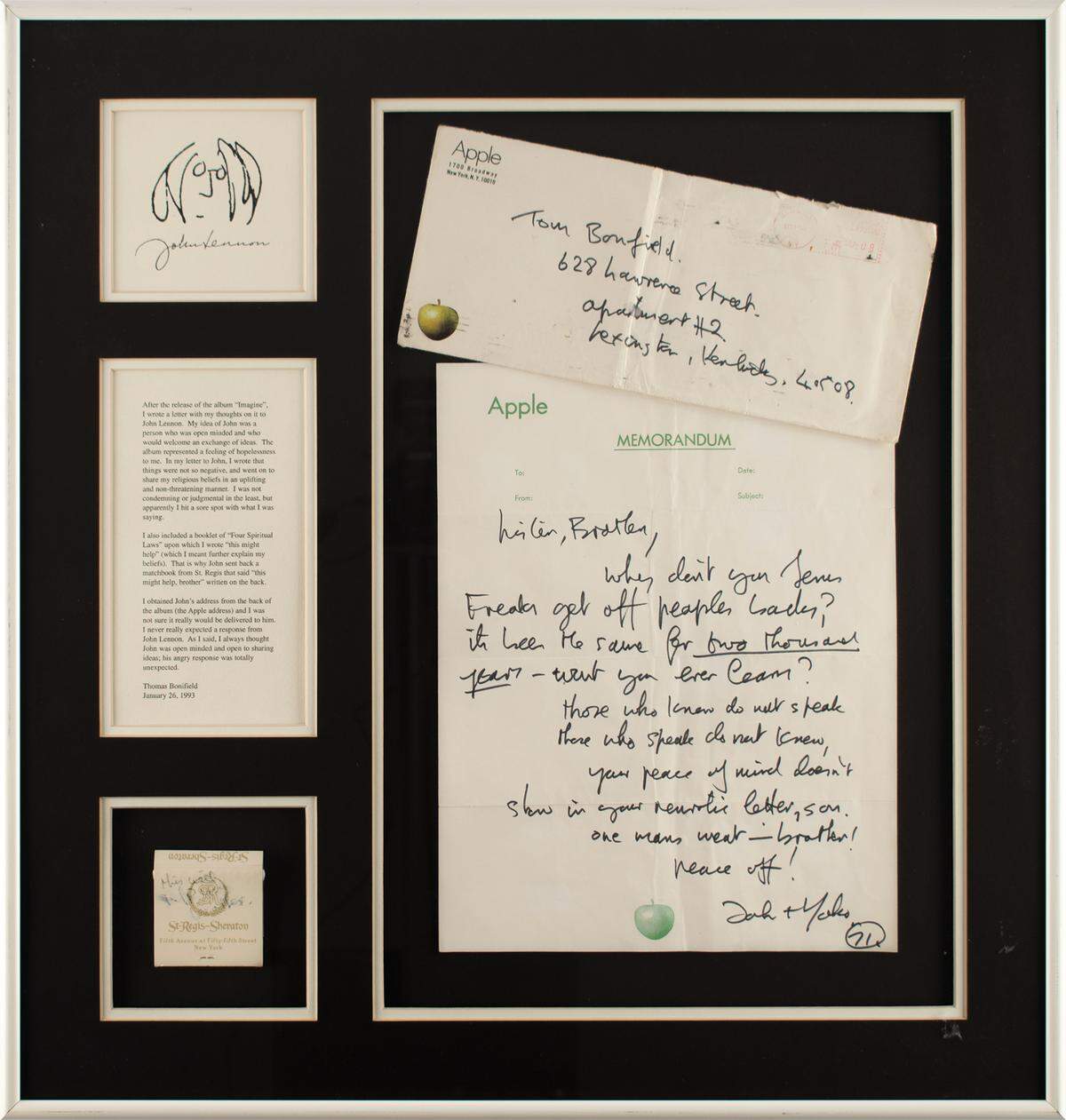 A letter John Lennon wrote to a Lexington man in 1971 is going up for auction.