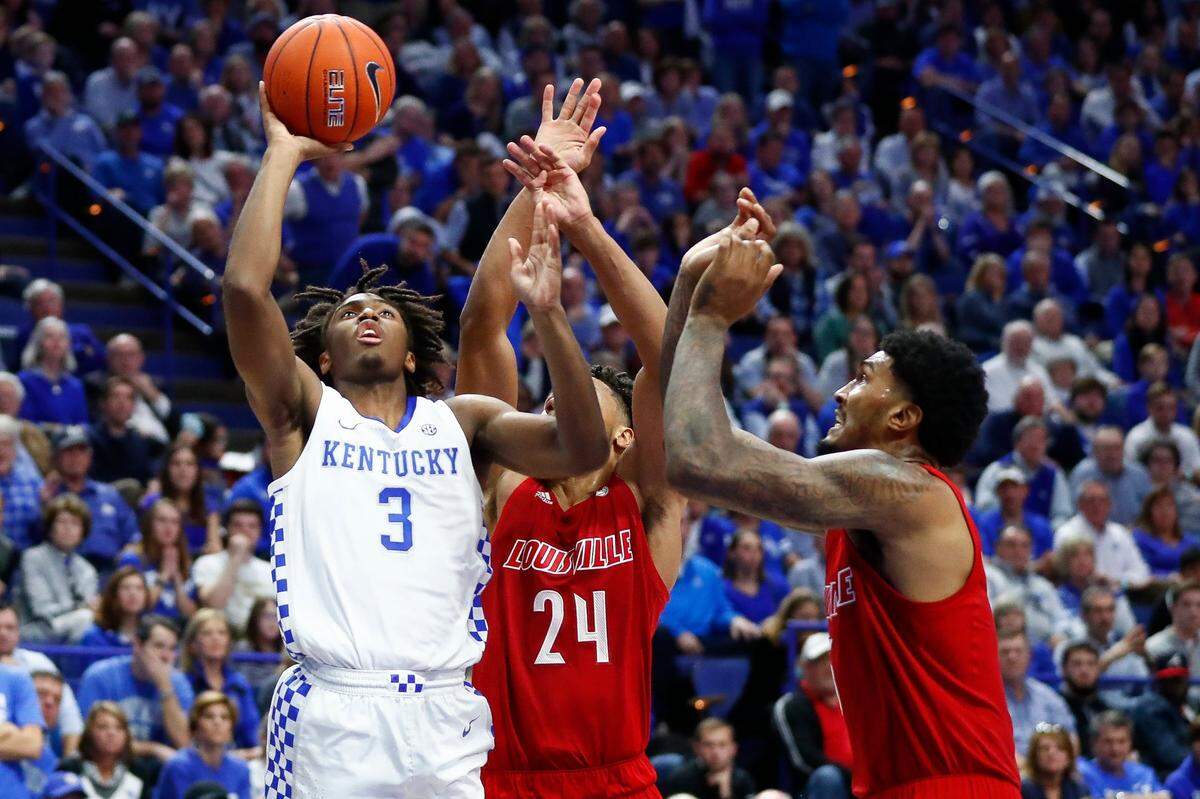Kentucky freshman guard Tyrese Maxey (3) had 27 points and seven rebounds to lead UK past Louisville 78-70 in overtime.