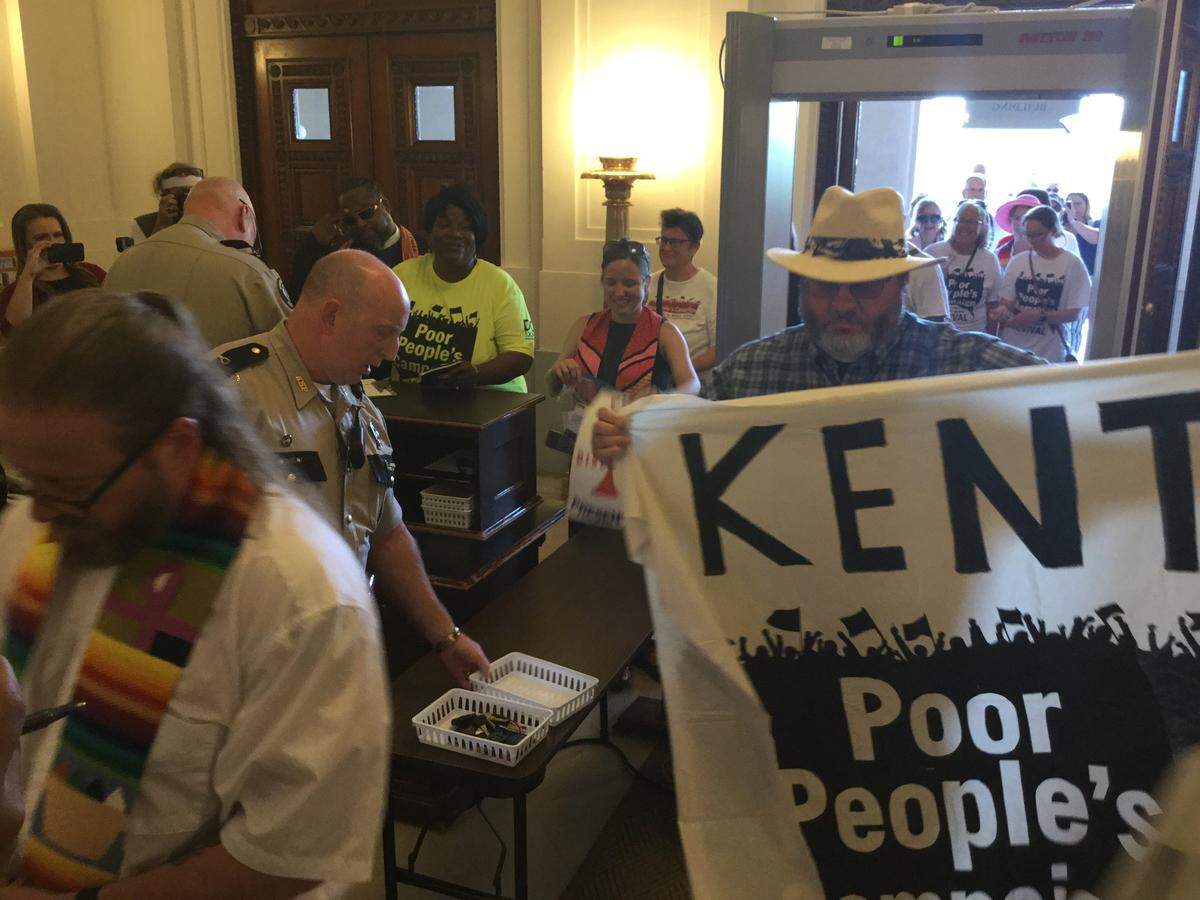 Members of the Poor People’s Campaign were allowed into the Kentucky Capitol  en masse on Tuesday, July 10, 2018. The Bevin administration had limited access to only two members of the group at a time in recent weeks.