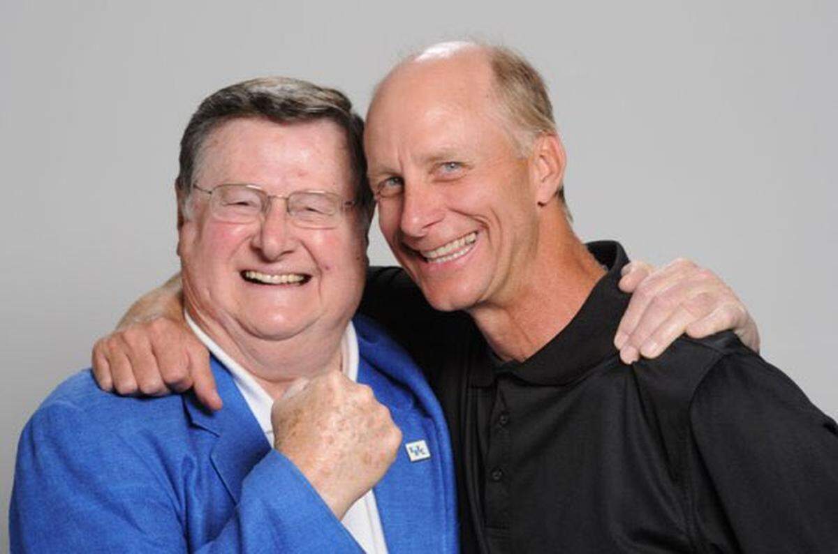 Joe B. Hall, left, the former Kentucky men’s basketball coach, was the inspiration for the comedic character “The Beasman” on the afternoon drive-time radio show of WHAS-AM’s Terry Meiners in Louisville.