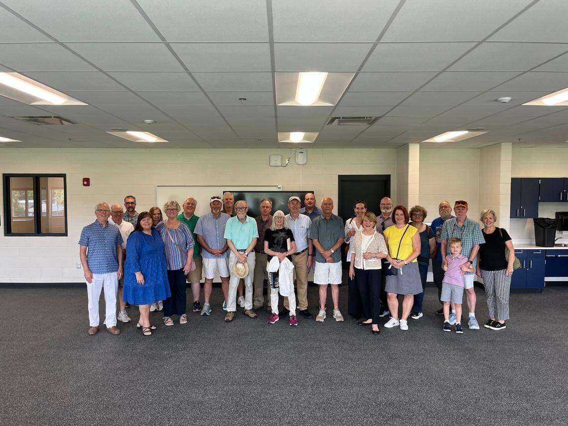 A group of Herald-Leader alums attended the opening of the Hill, the new career and technical education school in the former Herald-Leader building.