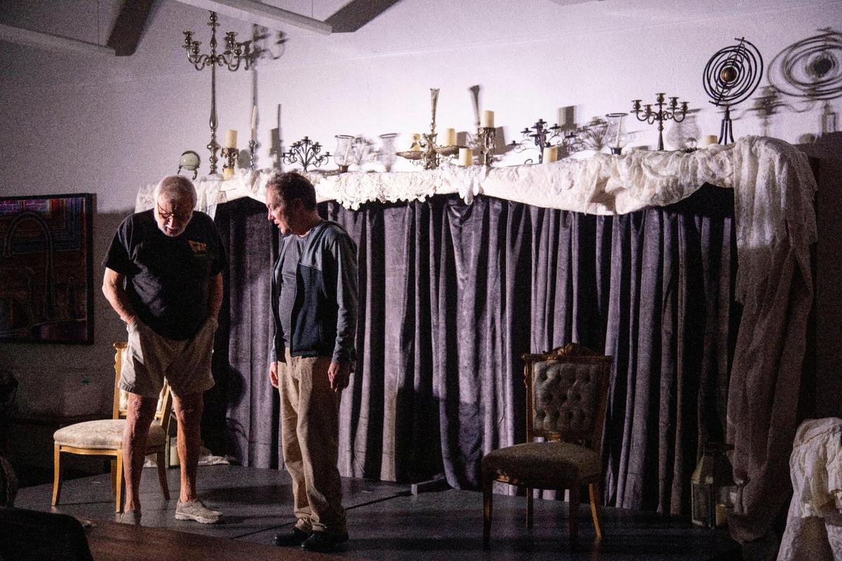 Director Joe Ferrell talks with actor Ryan Case before running through a rehearsal of “Turn of the Screw” Monday, October 25, 2021. The play will runs October 28-30 at Base 249 in Lexington.
