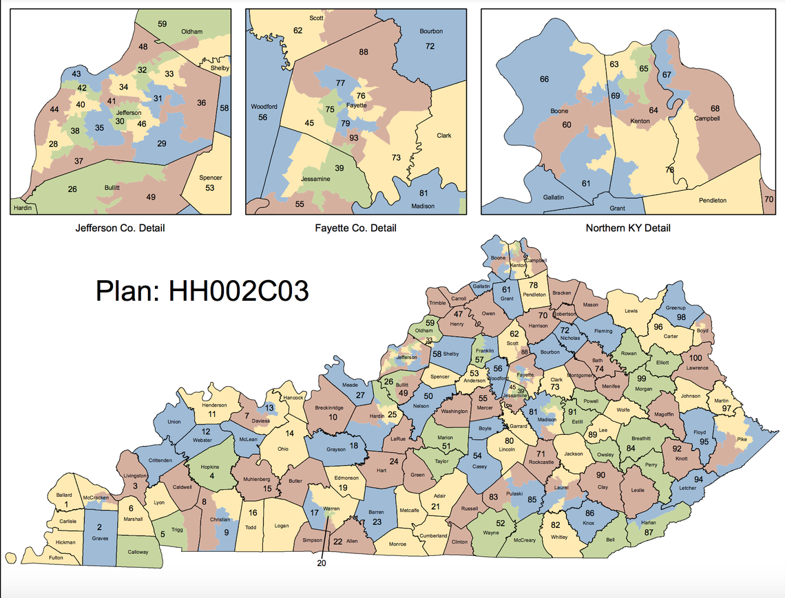 Pictured above is the new House map passed by the state legislature on Saturday.